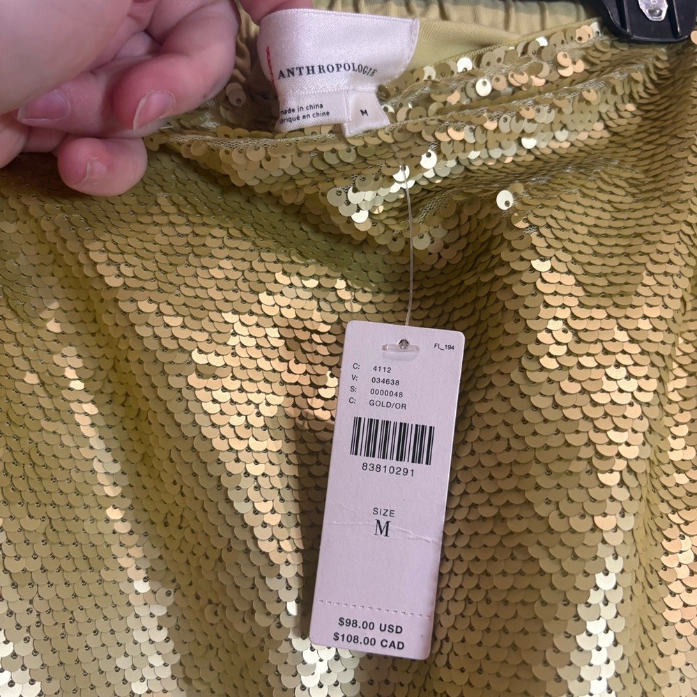 Anthropologie NWT Gold Sequin Tube Top Size Medium Party Night Out - Picture 8 of 8